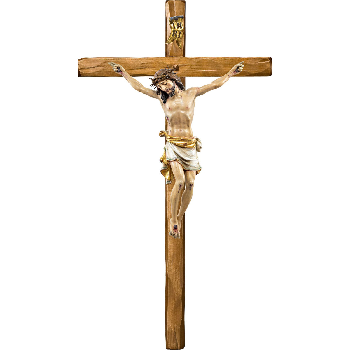 Cristo Pisa con espinas en cruz recta